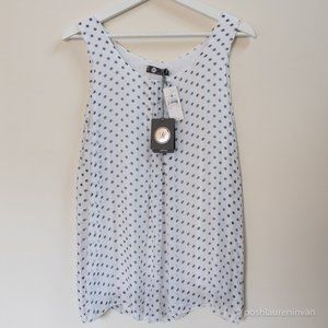 Plum Silk-Blend Sleeveless Top  *NWT* – White / Navy / Polka Dot – US S